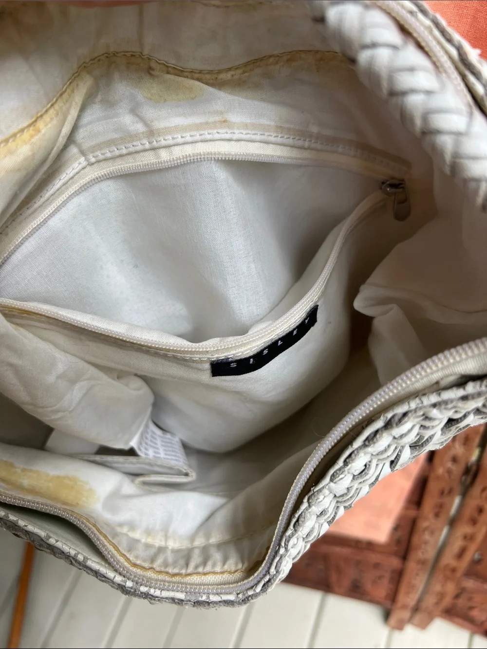 Sisley Vintage Woven Sequin Hobo Bag - Cream